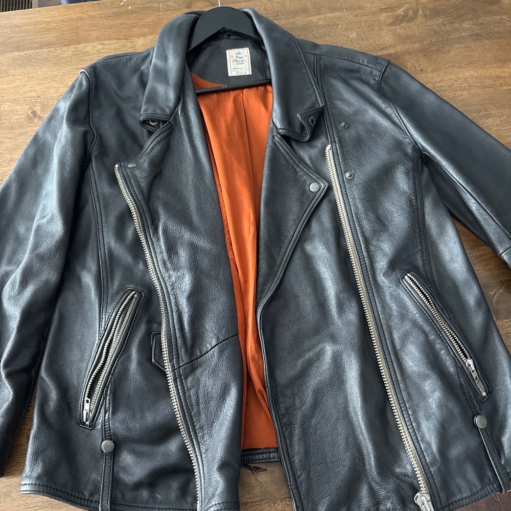 FREE PEOPLE “WE THE FREE” LEATHER MOTO JACKET